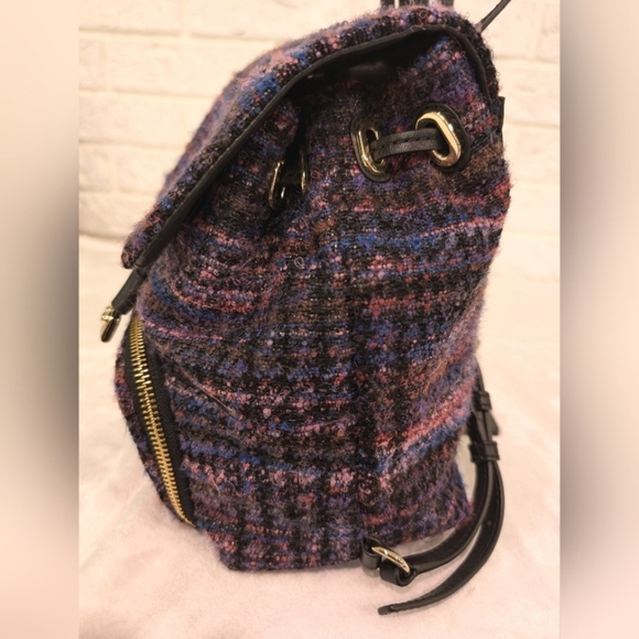 Kate Spade Emerson Fabric Jessa Tweed Backpack Burgundy/Multi 90's Inspired Bag - Picture 14 of 16